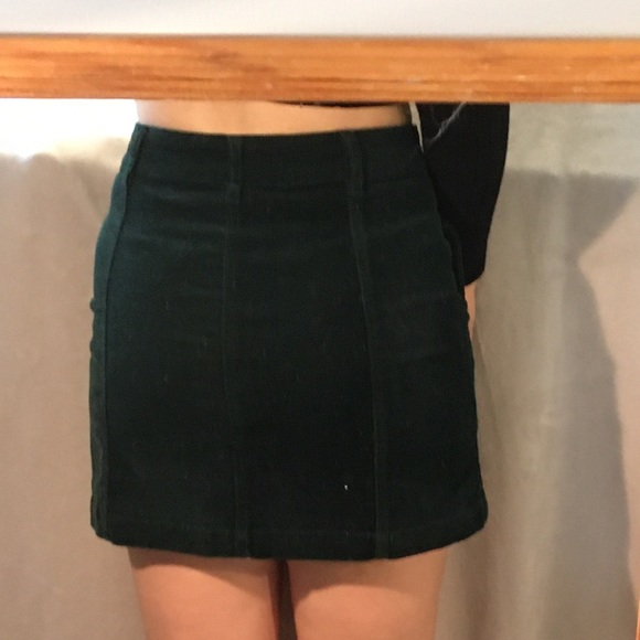 Forever 21 Button Up Corduroy Skirt Forest Green - Picture 6 of 14